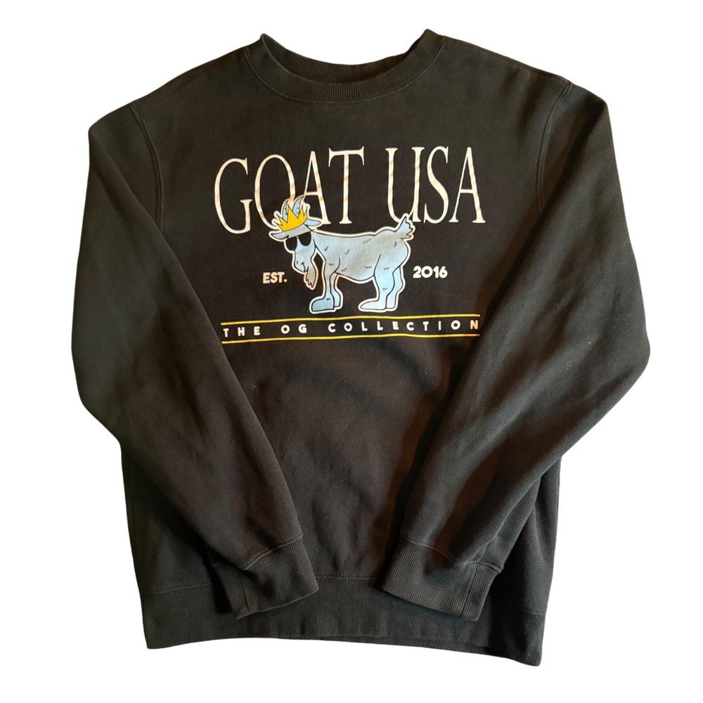 GOAT USA The OG Collection Sweatshirt Unisex XS Black Graphic Crewneck Pullover